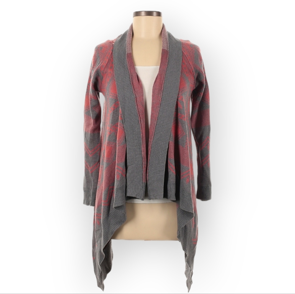 Pink Republic Womens Medium Grey Southwestern Pattern Cardigan